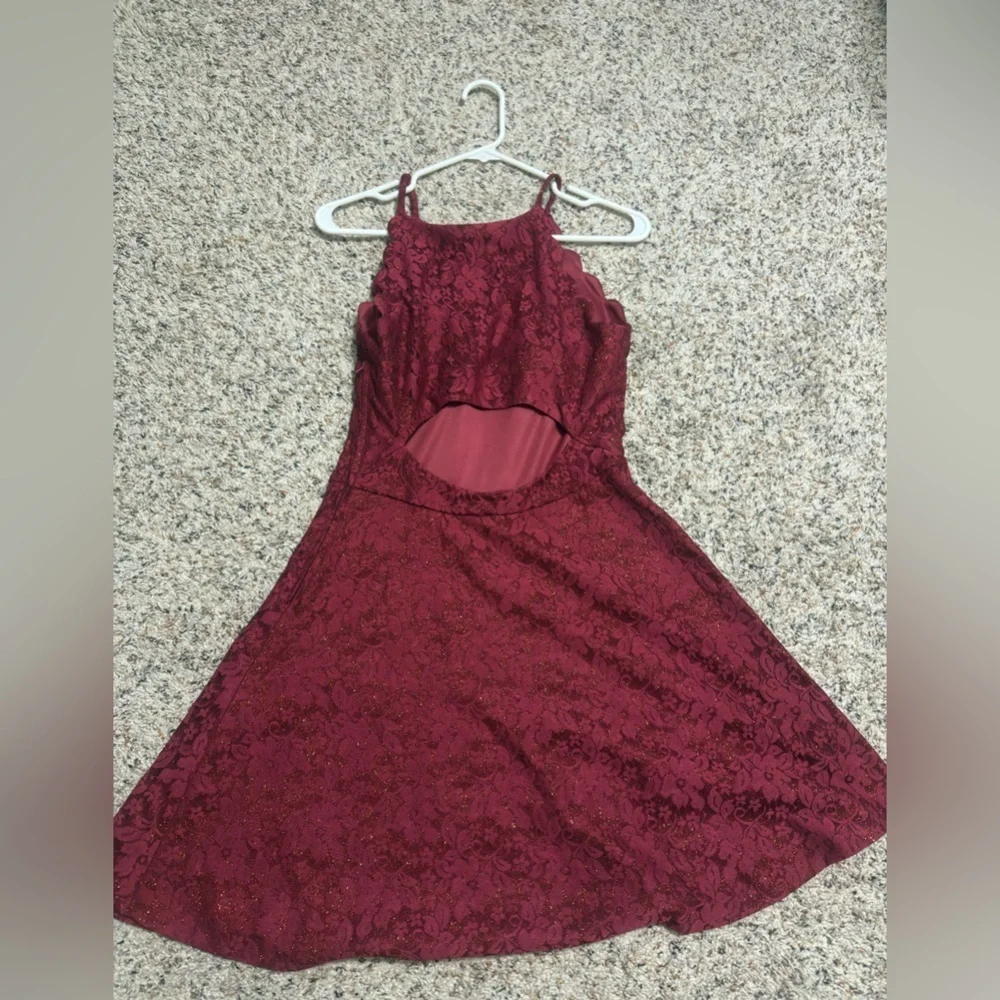 Elegant Red Lace Dress Sz S